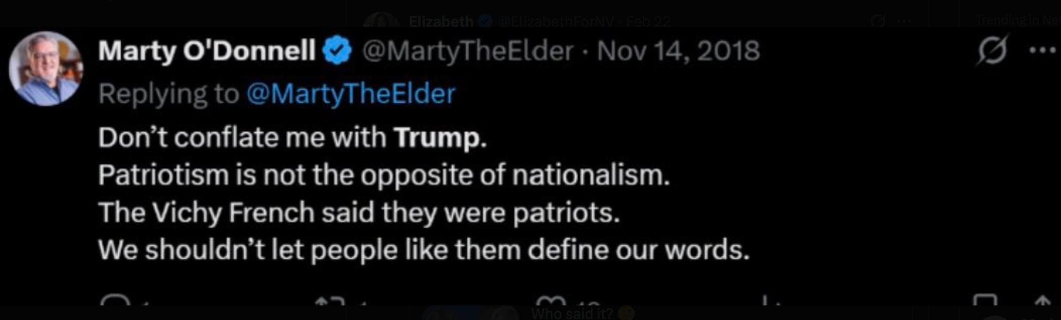 Image: Marty O'Donnell political statement